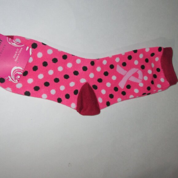 17 Pair Breast Cancer Awareness Pink Ribbon Crew Socks Shoe Size 4-10 - Picture 6 of 6
